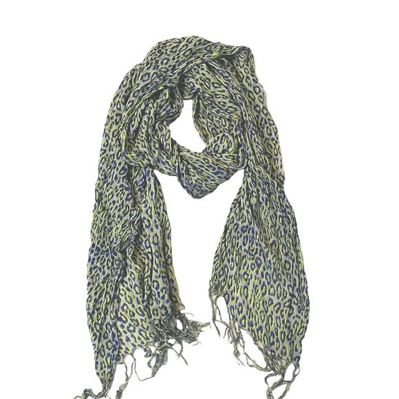 Kirra Scarf Wrap Shawl Spotted Animal Print Leopard Print Blue Gray 20x76 - Picture 2 of 6